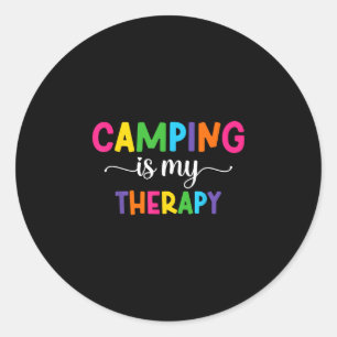 Camping ist meine Therapie Frauen Camping mit Spru Runder Aufkleber