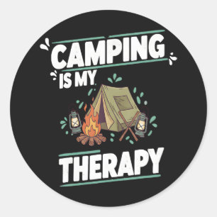 Camping ist meine Therapie für die Freiluft Runder Aufkleber