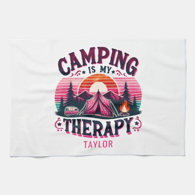 Camping ist meine Therapie Geschirrtuch (Horizontal)