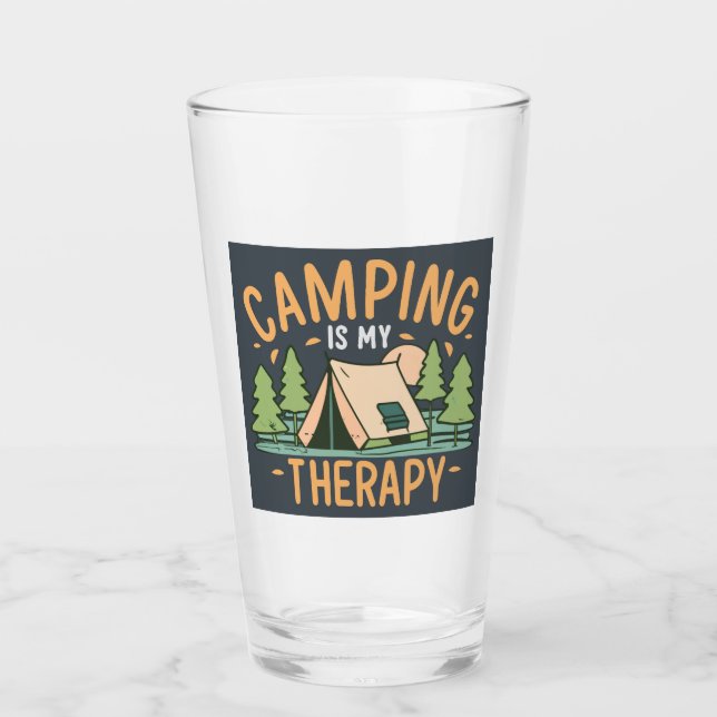 Camping ist meine Therapie Glas (Vorderseite)