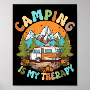 Camping ist meine Therapie Lagerfeuer Sommer Campi Poster