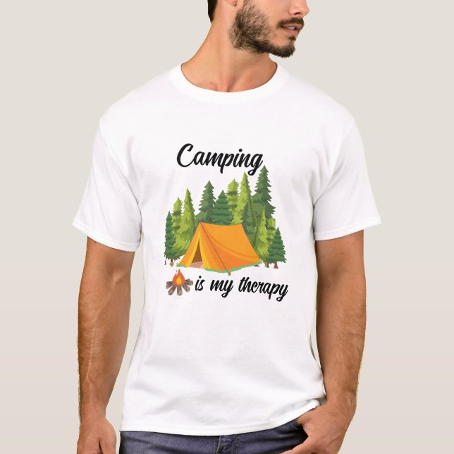 Camping ist meine Therapie lebhaft Sommer T - Shir T-Shirt (Vorderseite)