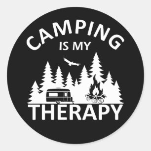 Camping ist meine Therapie lustiger Camper-Slogan Runder Aufkleber