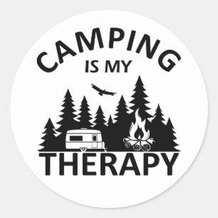 Camping ist meine Therapie lustiger Camper-Slogan Runder Aufkleber