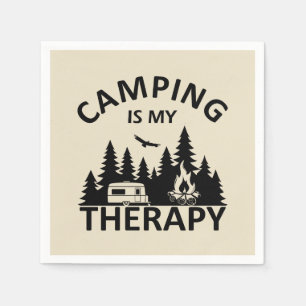 Camping ist meine Therapie lustiger Camper-Slogan Serviette