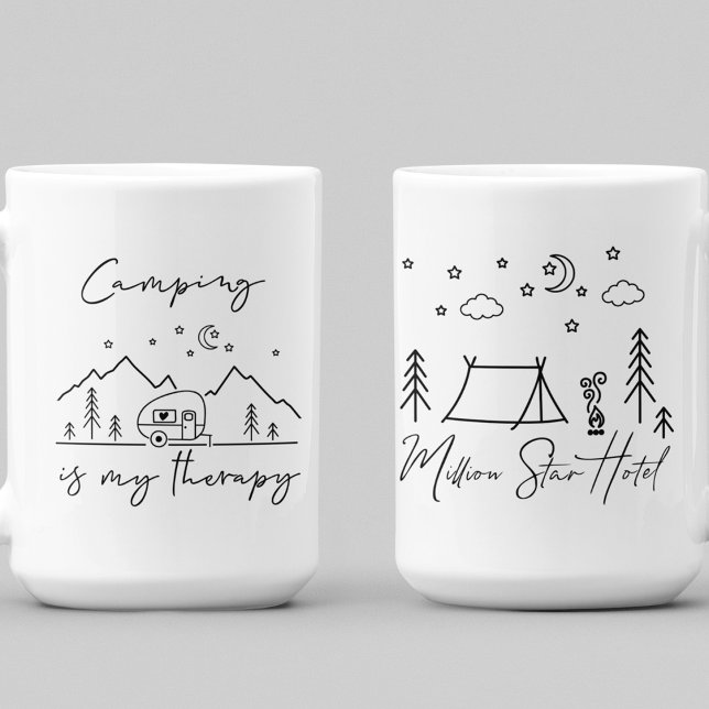 Camping ist meine Therapie & Millionen Star Hotel  Kaffeetasse (Camping is My Therapy & Million Star Hotel Quotes 15oz Coffee Mug)