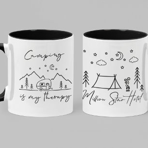 Camping ist meine Therapie & Millionen Star Hotel Tasse