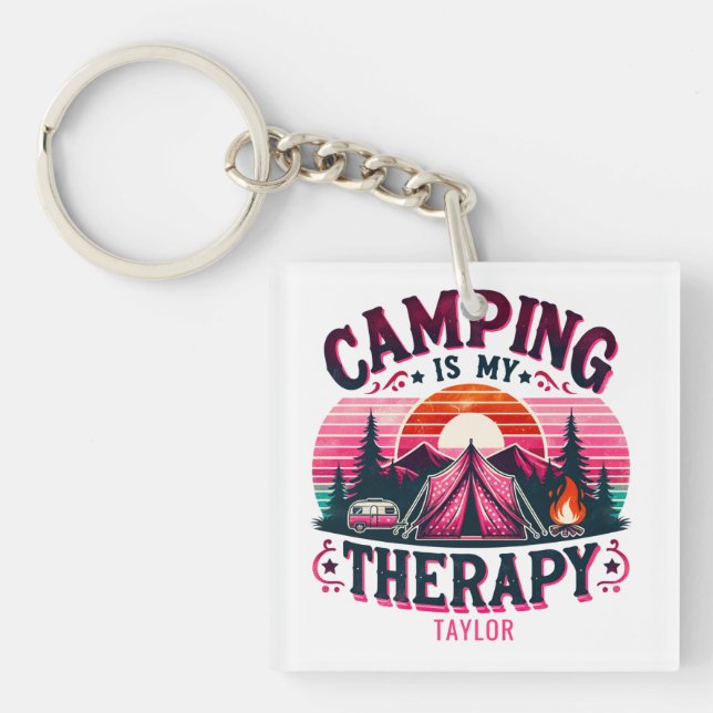 Camping ist meine Therapie Schlüsselanhänger (Vorderseite)