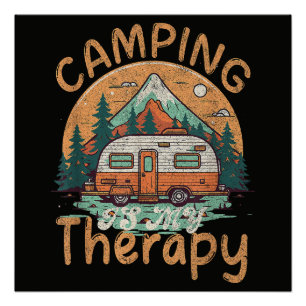 Camping ist meine Therapie Sommerferien Familie Poster