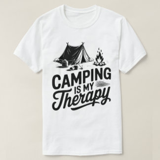 Camping ist meine Therapie Zeltfeuer Grafik T-Shirt