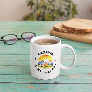 Camping ist meine Therapiefreunde Wasserfarbe Kaffeetasse