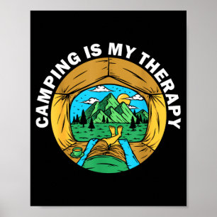 Camping ist Therapie lustiger Outdoor-Camper Wande Poster