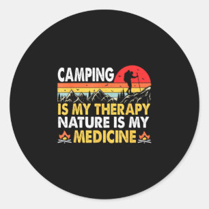 Camping ist Therapie, Natur ist Medizin Camping Runder Aufkleber