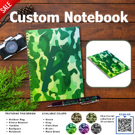Camping Journal | ADD INITIAL Camouflage Kids Teen Notizblock