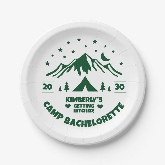 Camping Junggeselinnen-Abschied Pappteller (Vorderseite)