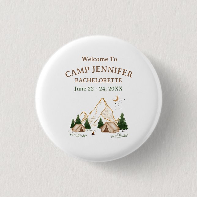 Camping-Junggesellinnen-Wochenende-Abenteuer Button (Vorderseite)