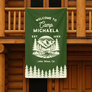 Camping Junggesellinnenabschied Retro Willkommen Banner