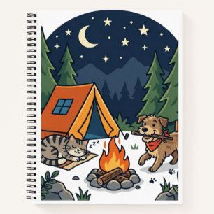Camping Katze & Hund Süße Lagerfeuer-Nacht Himme Notizbuch