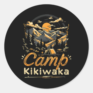 Camping Kikiwaka Camper Wander Zelt Wald Berg  Runder Aufkleber
