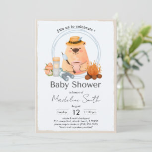 Camping Lagerfeuer Bär Baby Shower Einladung