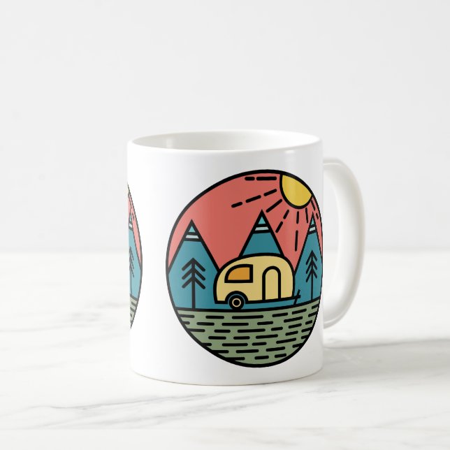 Camping Lagerfeuergebirge wandern, wandern Kaffeetasse (VorderseiteRechts)