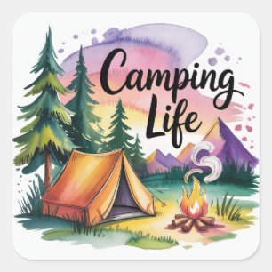 Camping-Leben Quadratischer Aufkleber
