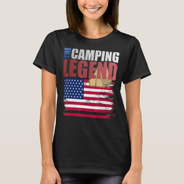 Camping Legend American Flag for Husband Vater T-Shirt (Vorderseite)