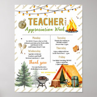 Camping-Lehrer-Dankeswoche-Programm Poster