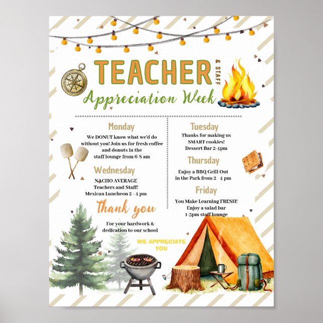 Camping-Lehrer-Dankeswoche-Programm Poster (Vorne)
