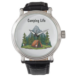 Camping Life mit einem Zelt im Wald Armbanduhr