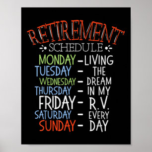 Camping Life Retirement Zeitplan Van Rv Camper Fan Poster