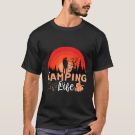 Camping Life Retro Sunset Hiking Adventure T-Shirt