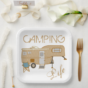 Camping Life Sprichwort 5th Wheel RV Camper Pappteller