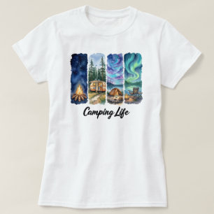 Camping Life Wasserfarben-Abenteuer mit Zeltbäumen T-Shirt