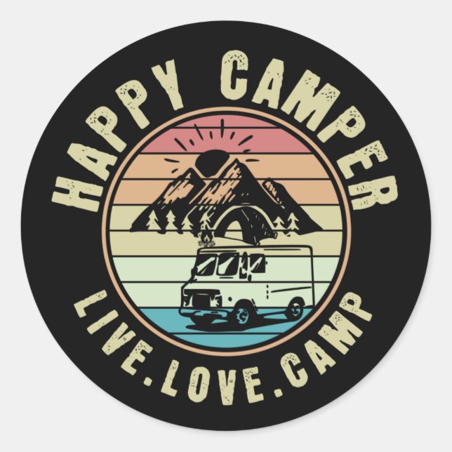 Camping - Live. Liebe. Lager im Freien Runder Aufkleber (Vorderseite)