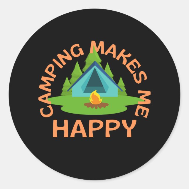 Camping macht mich glücklich runder aufkleber (Vorderseite)