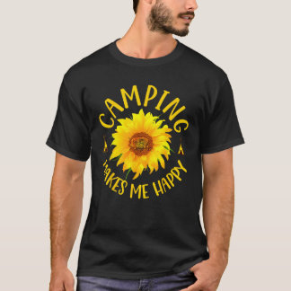 Camping macht mich glücklich T-Shirt Sonnenblumen