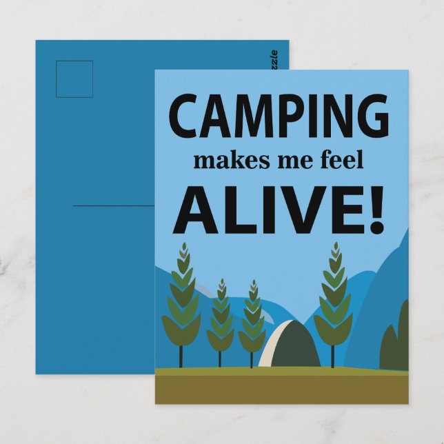 Camping macht mich zu einem lebendigen Camping Postkarte (Vorne/Hinten)