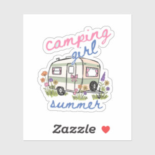 Camping Mädchen Sommer, Mädchen Camping Reise Aufkleber