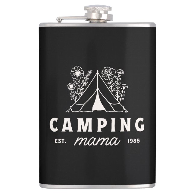 Camping-Mama Sommercamp Camper Müttertag Flachmann (Vorderseite)