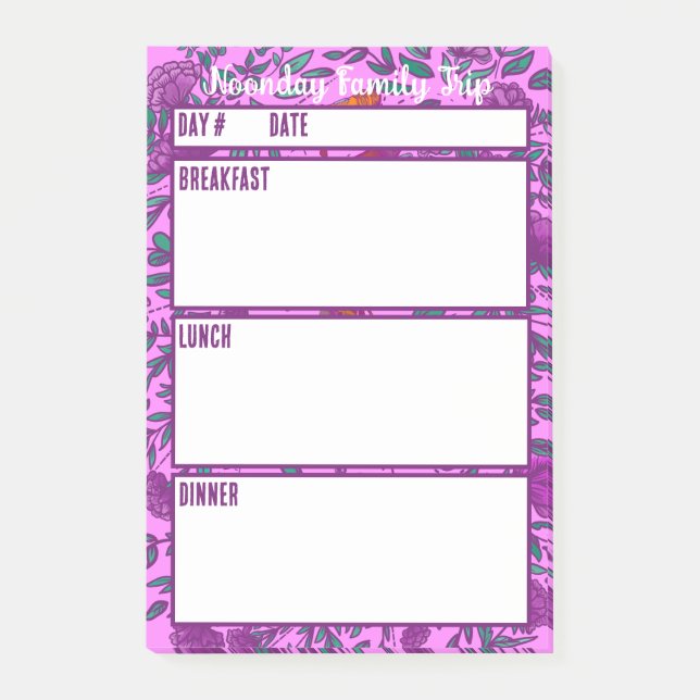 Camping-Menü-Essensplanungstool Post-it Klebezettel (Vorderseite)