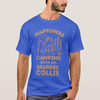 Camping mit Bartcollie-Familie T-Shirt