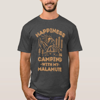 Camping mit Malamute Retro T-Shirt