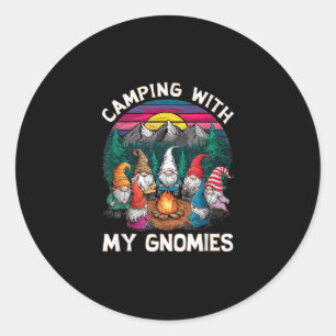 Camping mit meinen Gnomen Funny Gnome Campfire Runder Aufkleber