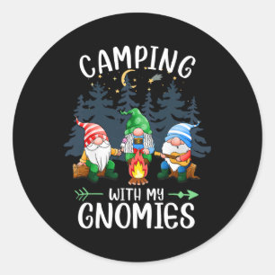 Camping mit meinen Gnomies lustiger Gnom-Camping F Runder Aufkleber