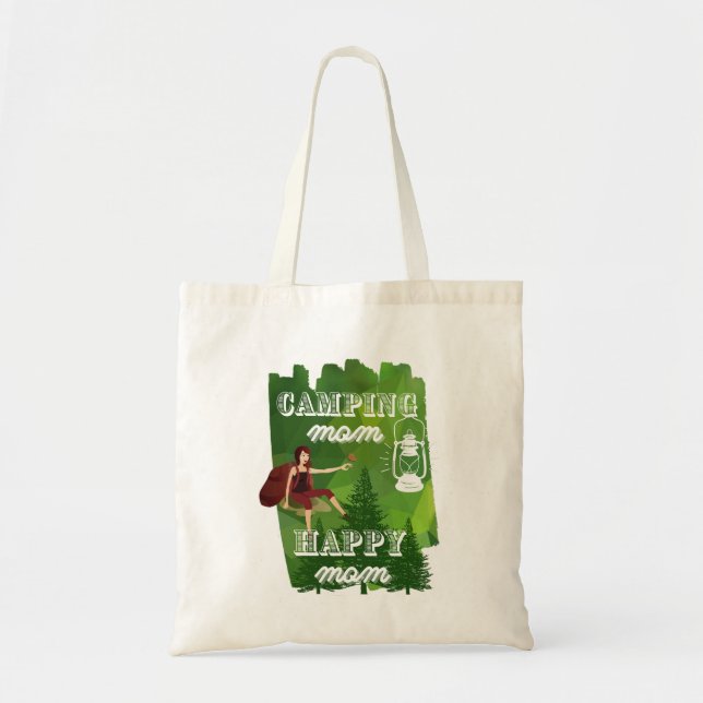 Camping Mom - Happy Mama, Camping Mama Totbeutel Tragetasche (Vorne)