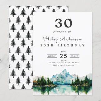 Camping Mountain 30. Geburtstag Party Einladung