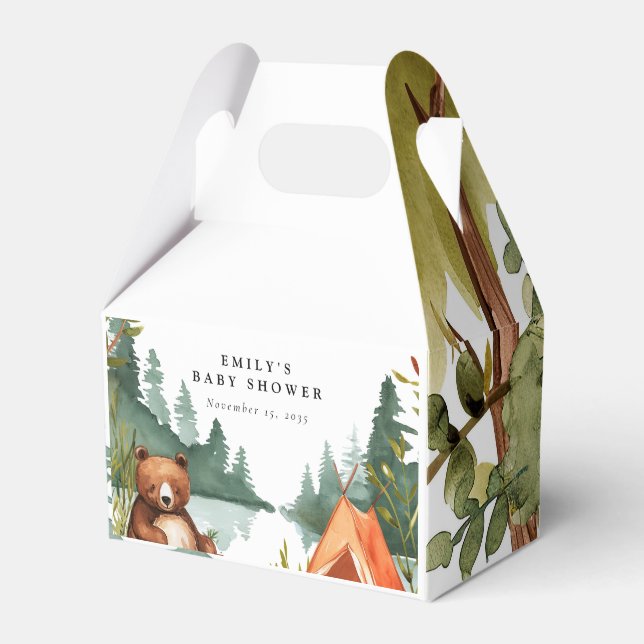 Camping Mountain Rustic Babydusche Geschenkschachtel (Vorderseite)
