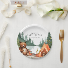 Camping Mountain Rustic Babydusche Pappteller