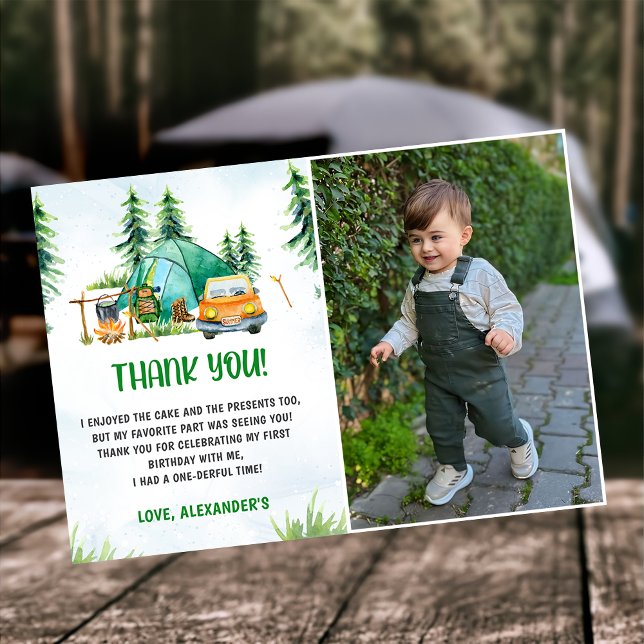 Camping Mountain Rustikales Foto Danke Karte (Von Creator hochgeladen)